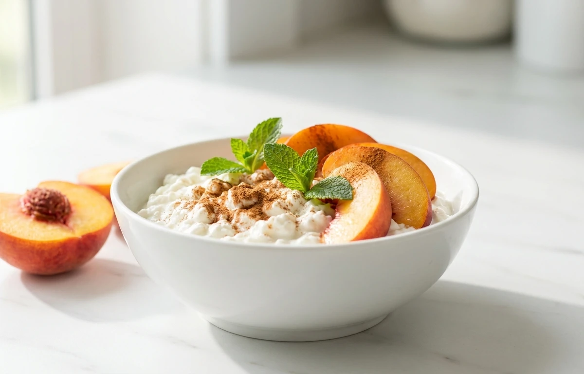 Low-Fat Cottage Cheese with Peach