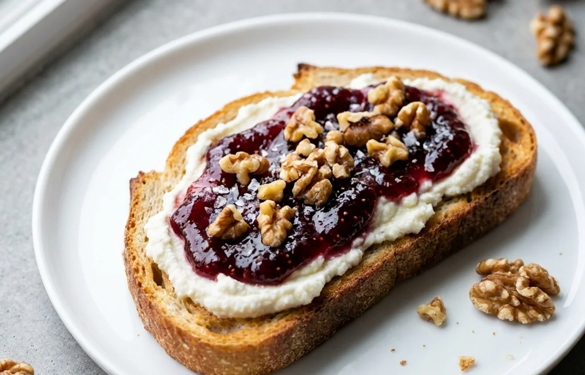 Ricotta Toast with Fig Jam and Walnuts