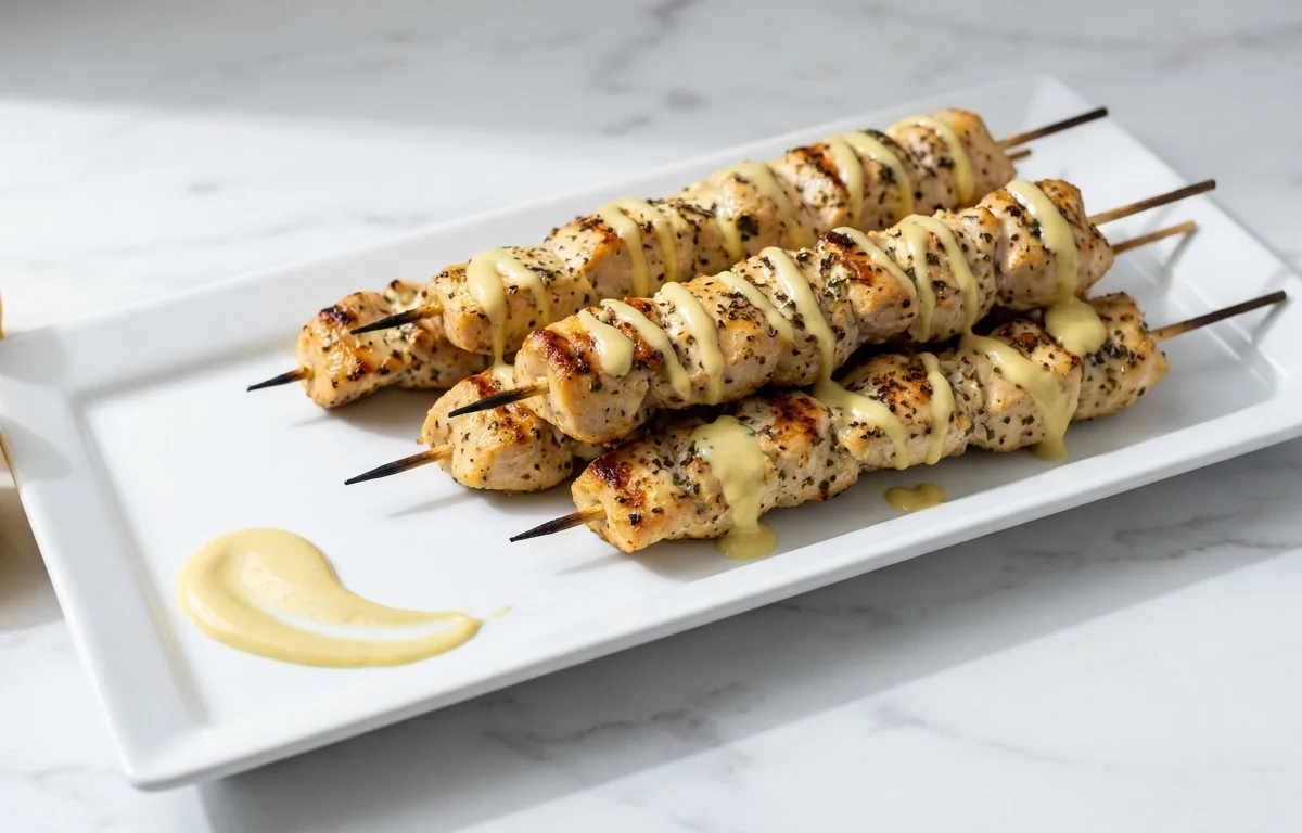Chicken Souvlaki with Tahini-Lemon Sauce