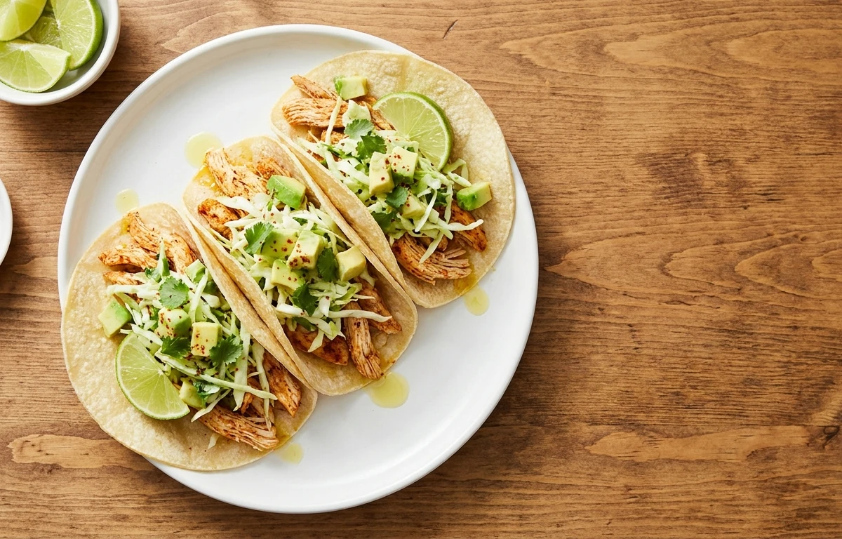 Chicken Tacos with Avocado Slaw
