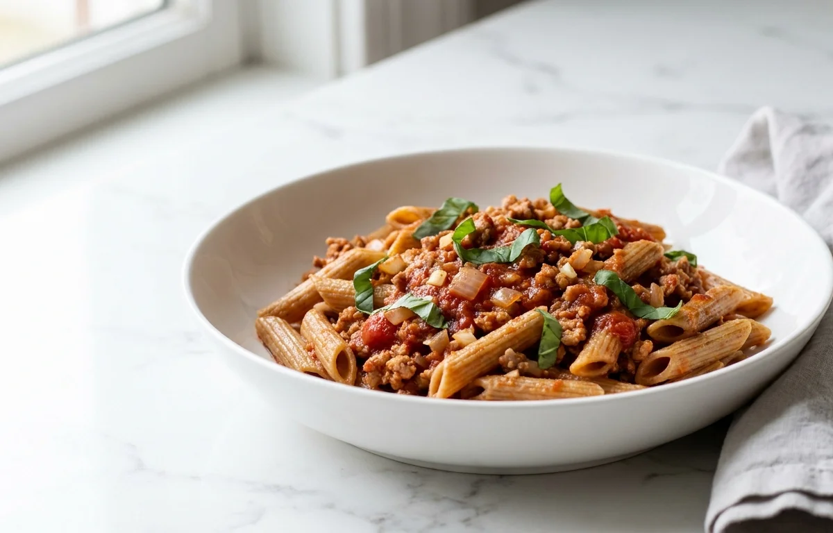 Whole-Wheat Pasta with Turkey Red Sauce
