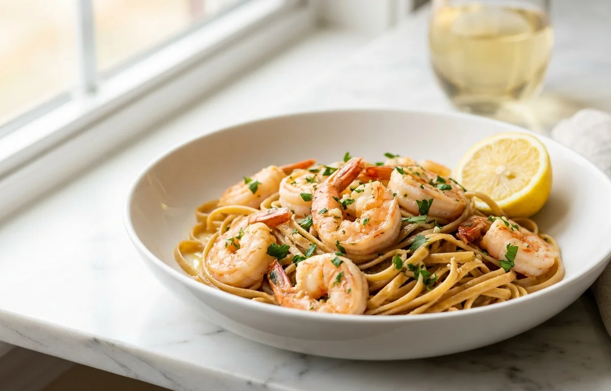 Shrimp Scampi with Whole-Wheat Linguine