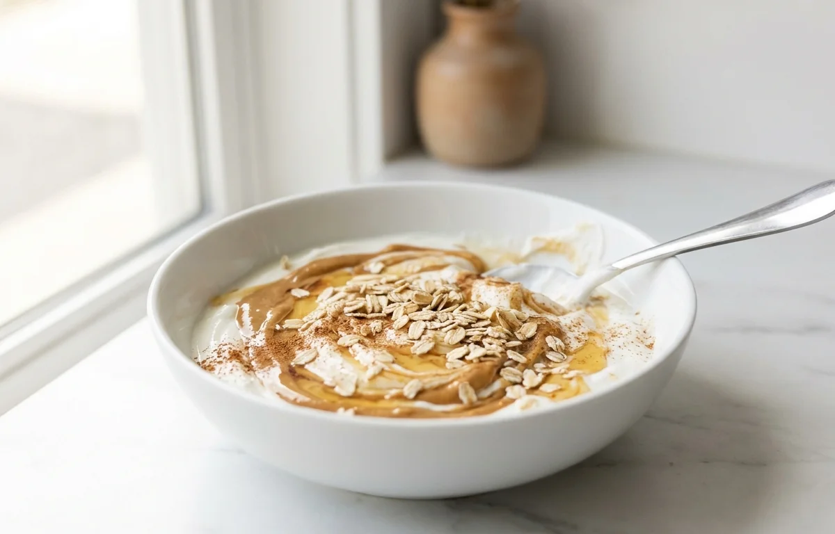 Greek Yogurt with Peanut Butter and Oats