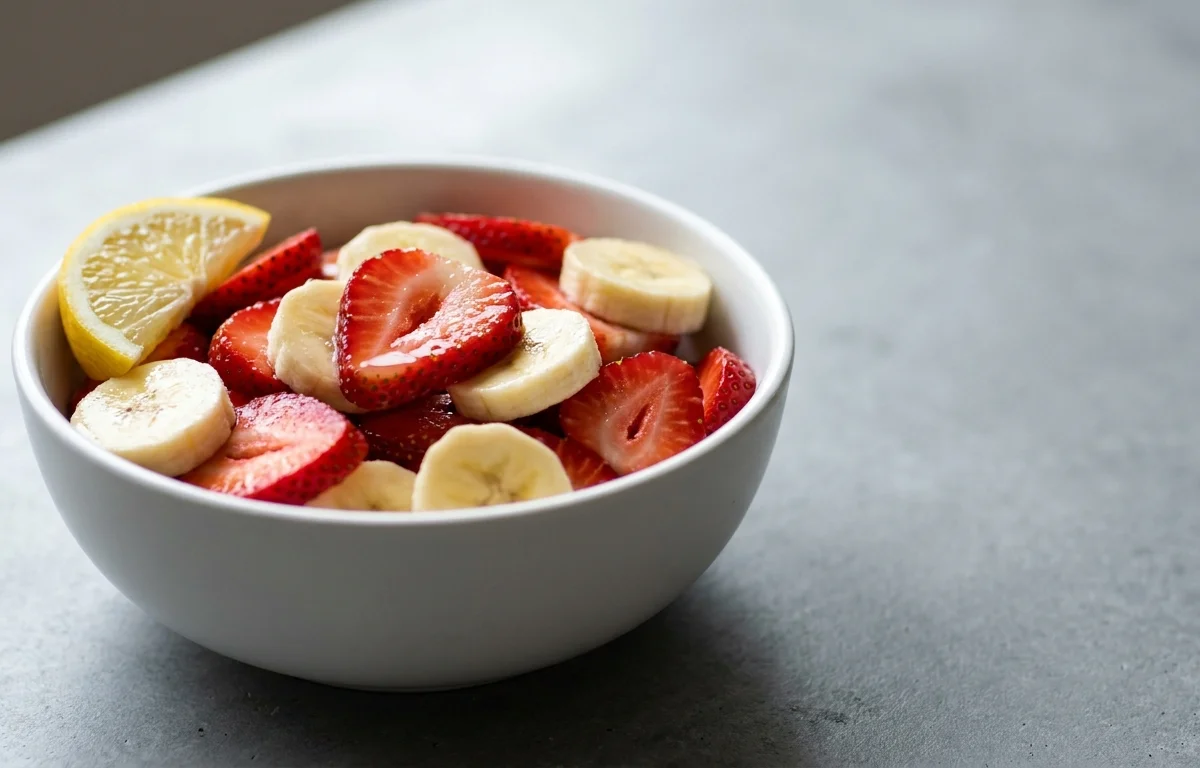 Sliced Strawberries and Bananas