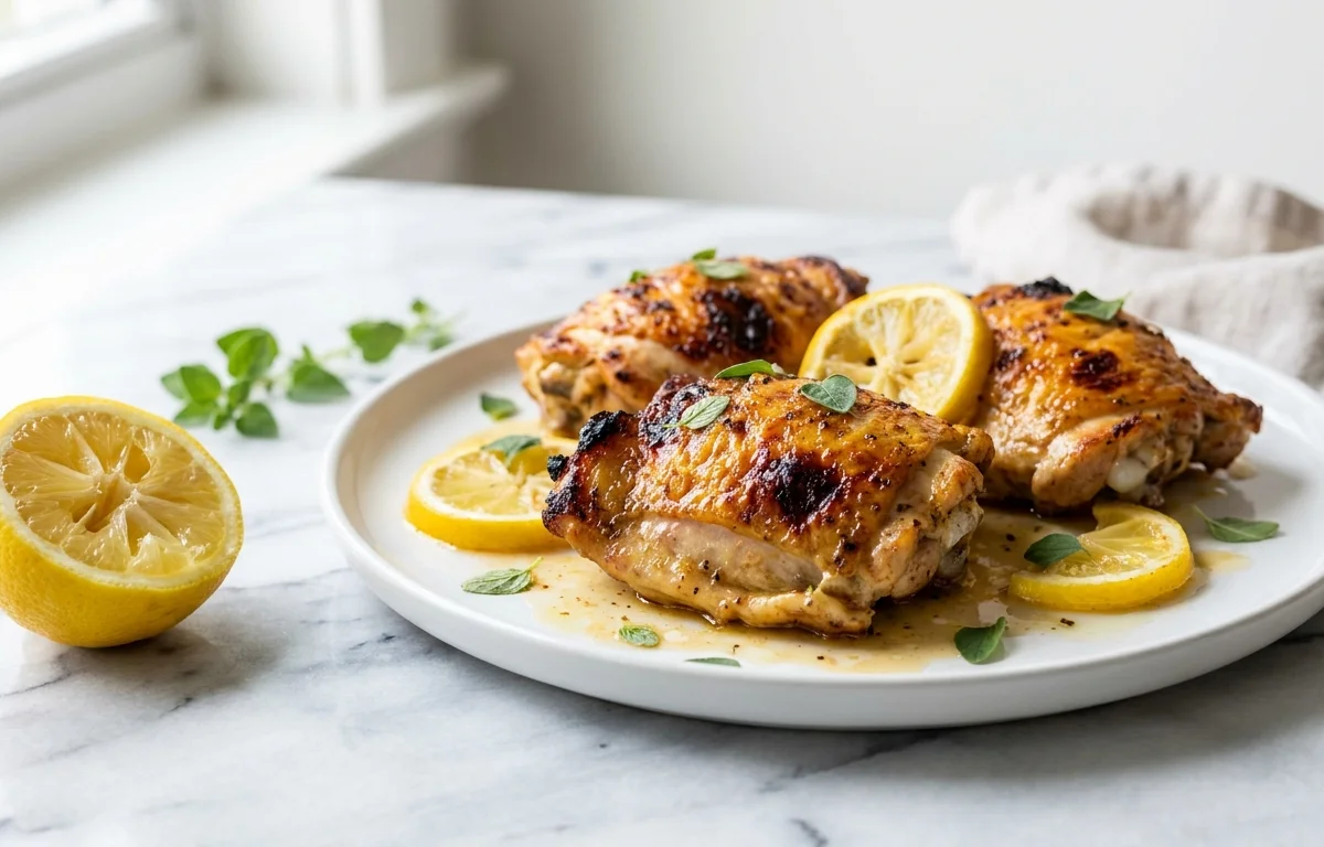 Roasted Chicken Thighs with Lemon and Oregano