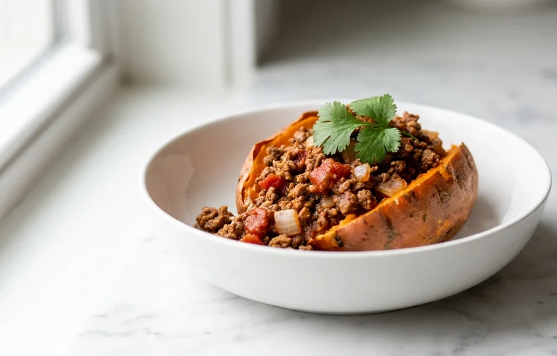 Turkey Chili Baked Sweet Potato