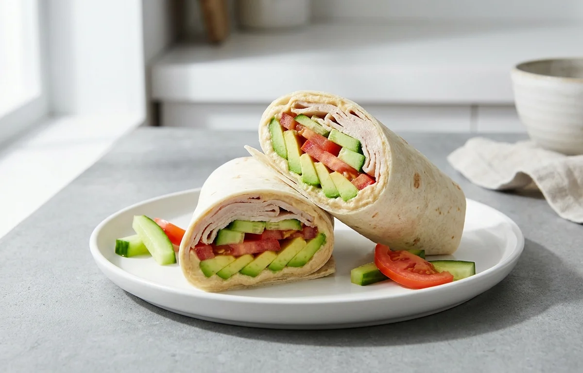 Turkey Hummus and Avocado Wrap