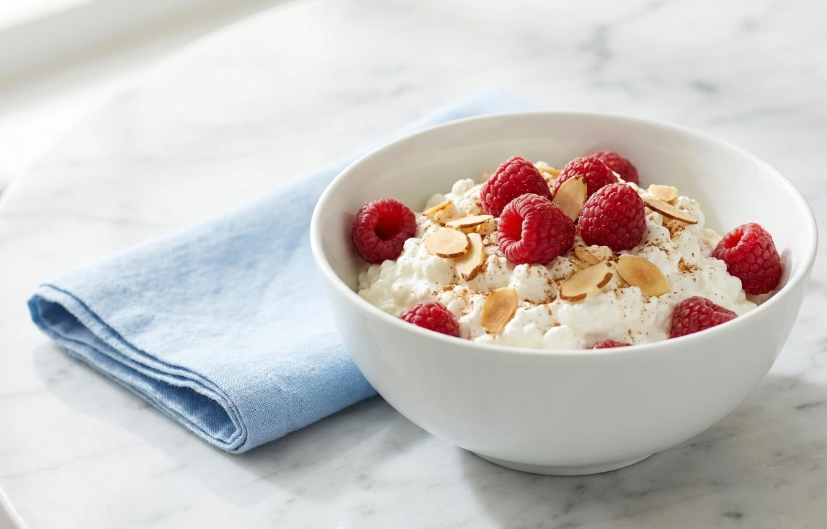 Cottage Cheese with Raspberries and Almonds (Diabetic-Friendly)