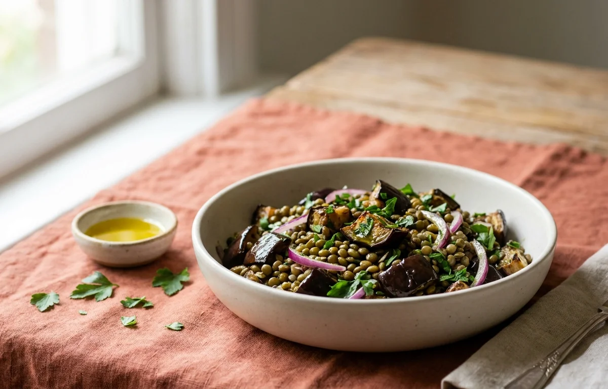 Roasted Eggplant and Lentil Salad