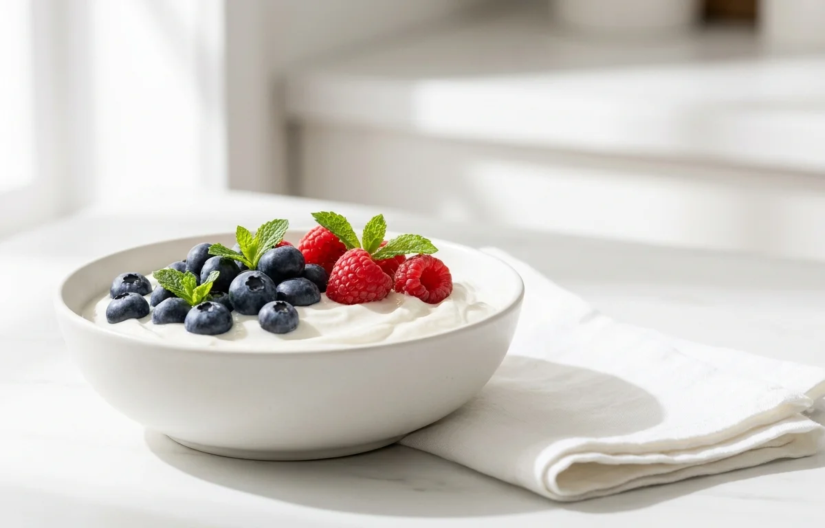 Vegan Greek Yogurt with Mixed Berries