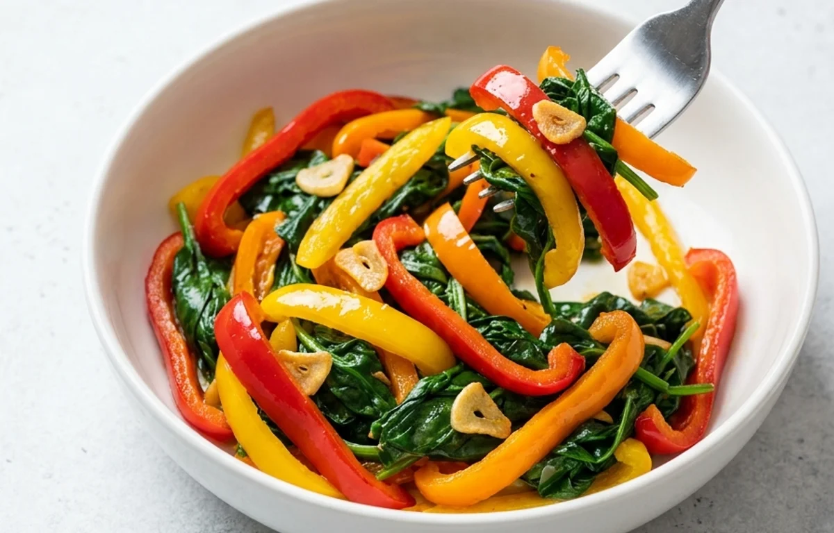 Sautéed Peppers and Spinach