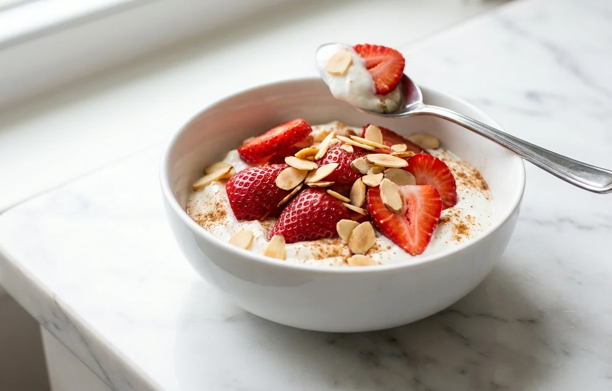Greek Yogurt with Strawberries and Almonds (Low-Fat)