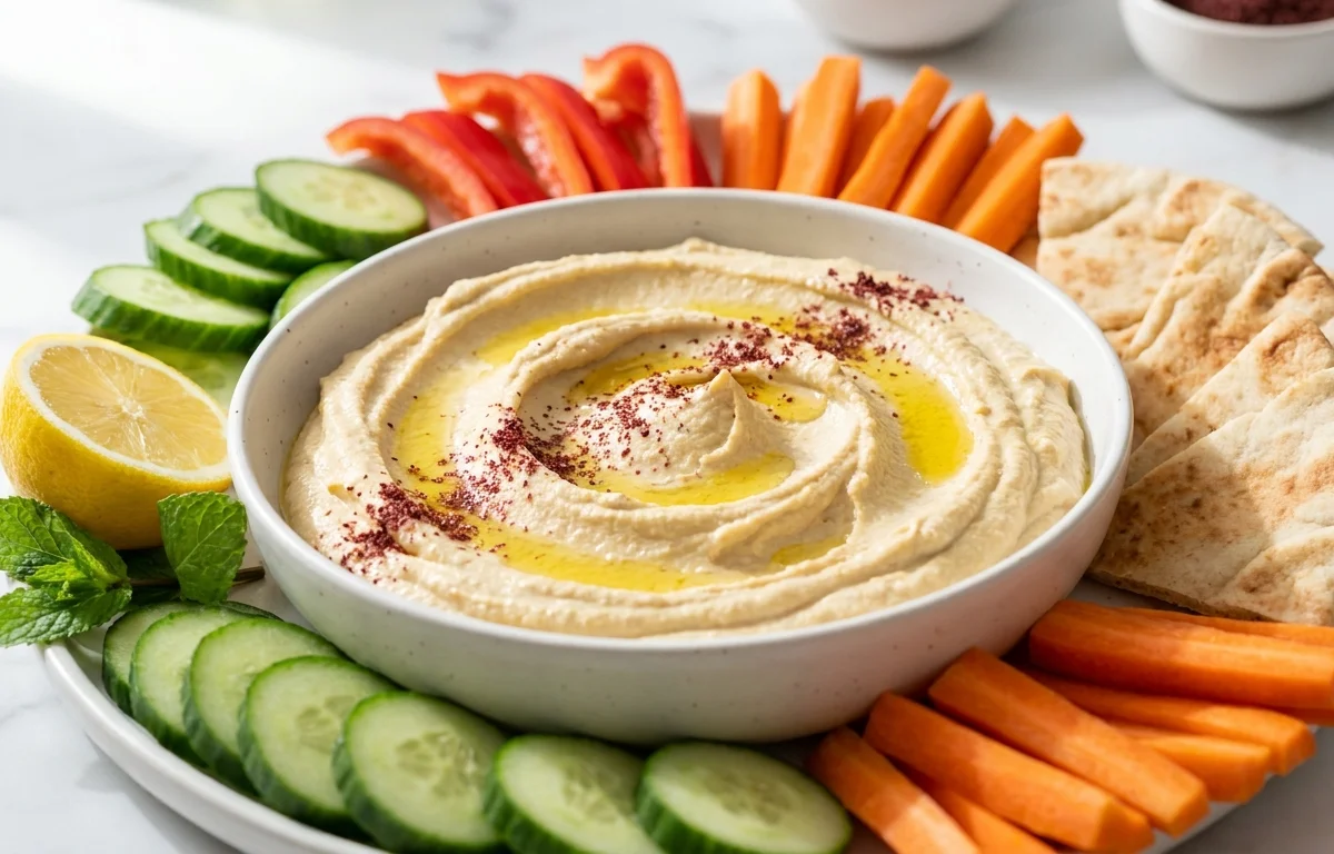 Hummus Platter with Crudités and Pita