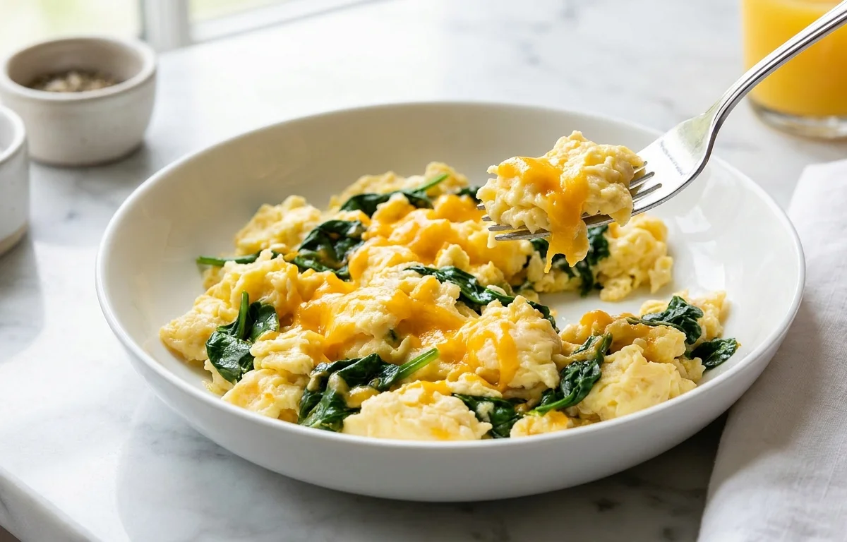 Spinach and Cheese Scrambled Eggs
