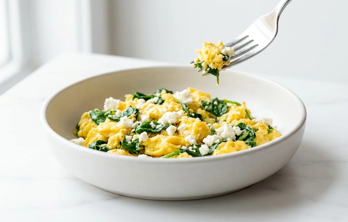 Spinach Feta Scramble (High Protein, Pregnancy-Friendly)