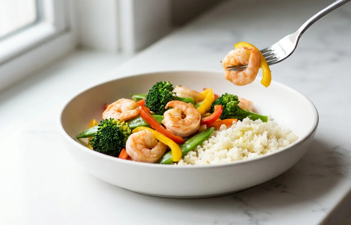 Shrimp Stir-Fry with Cauliflower Rice (Diabetic-Friendly)