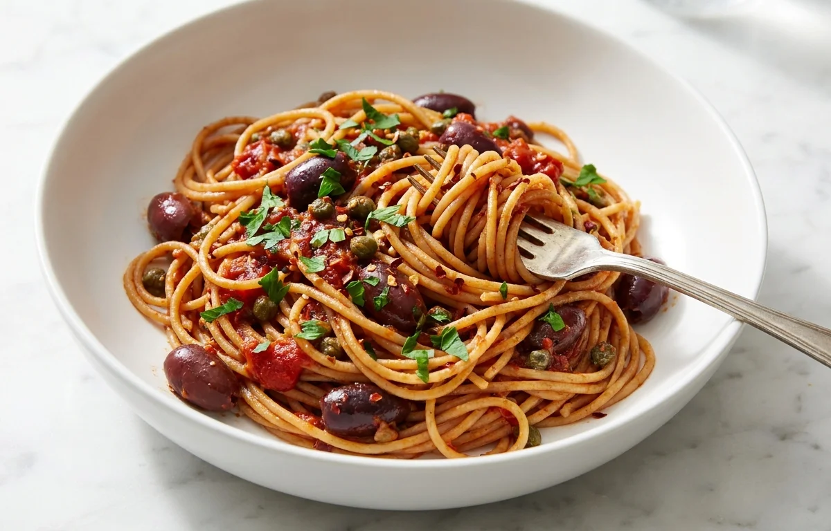Whole-Wheat Pasta Puttanesca