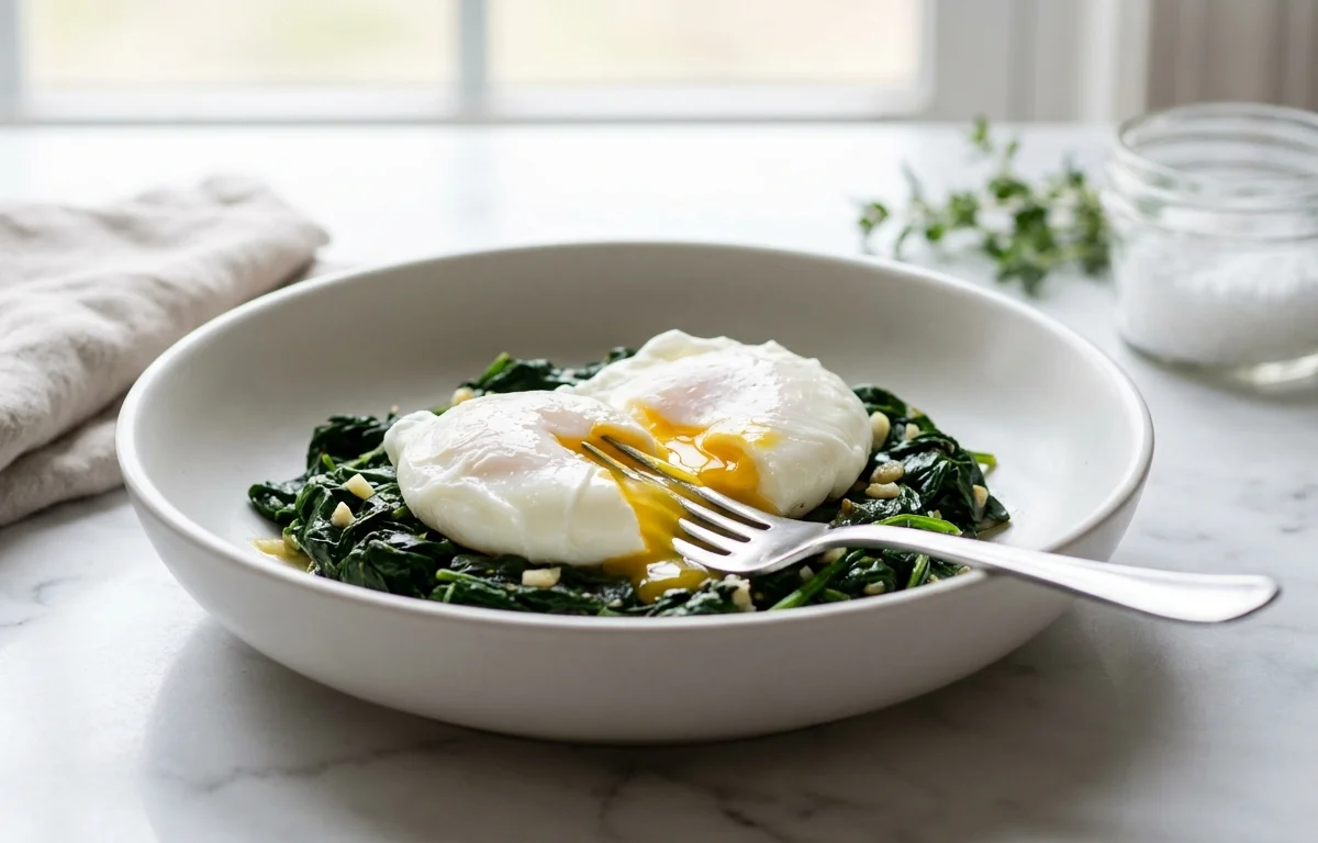 Poached Eggs with Sautéed Spinach