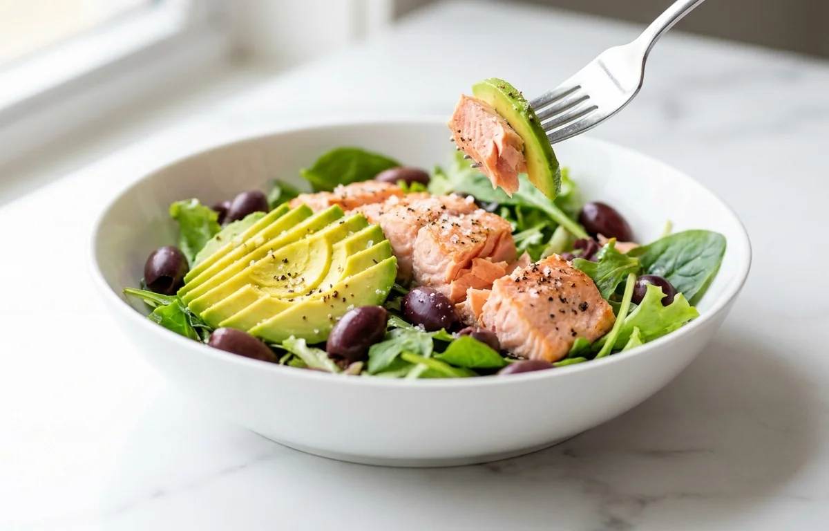 Salmon Salad with Avocado and Olives