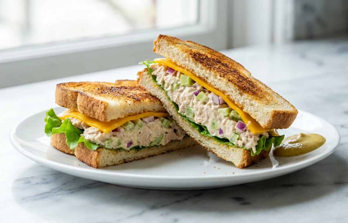 Tuna Sandwich with Cheddar and Lettuce