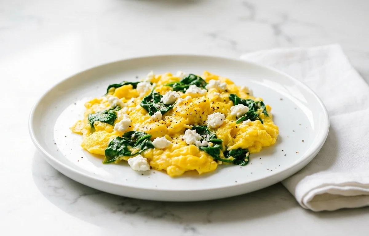 Egg Scramble with Feta and Spinach