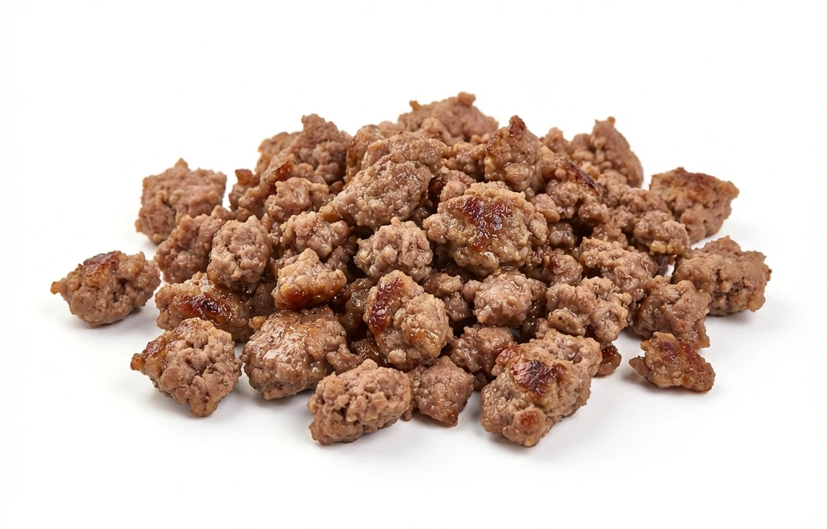 cooked pan-broiled ground ostrich