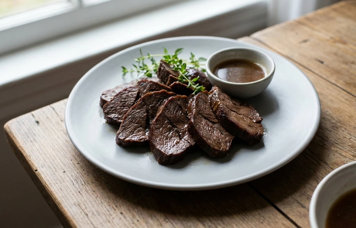 simmered beef heart