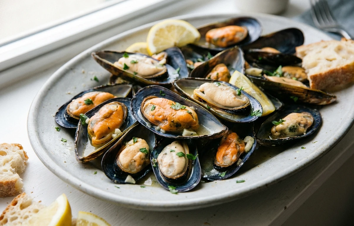 cooked blue mussel