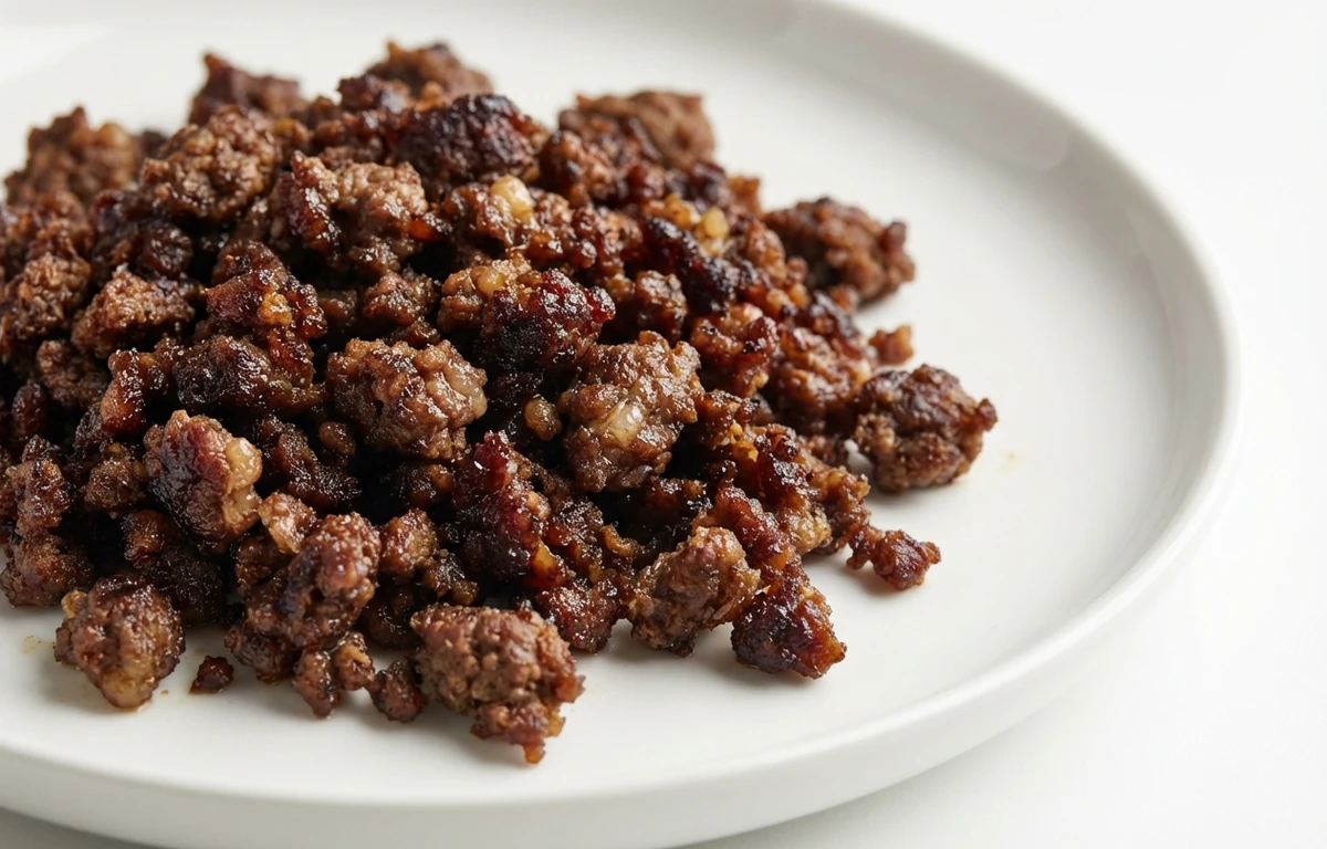 cooked pan-broiled ground emu