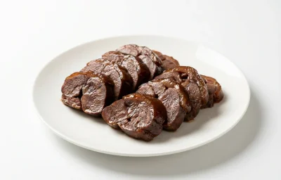 cooked simmered lamb heart
