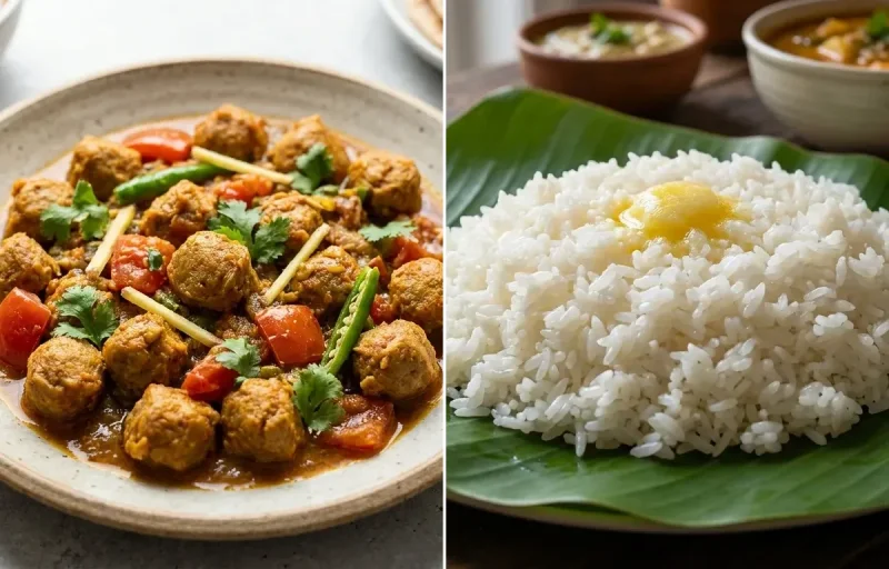 5-Ingredient Soya Curry with Steamed Rice