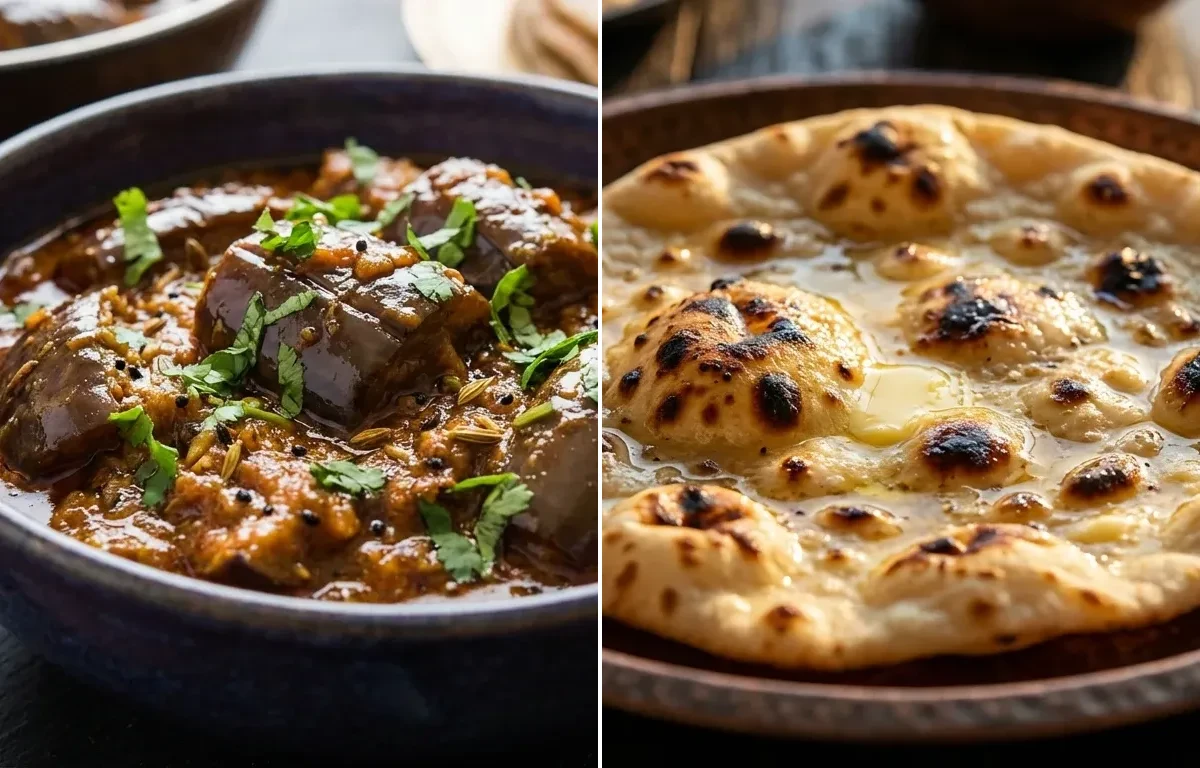 Achari Baingan with Tandoori Roti