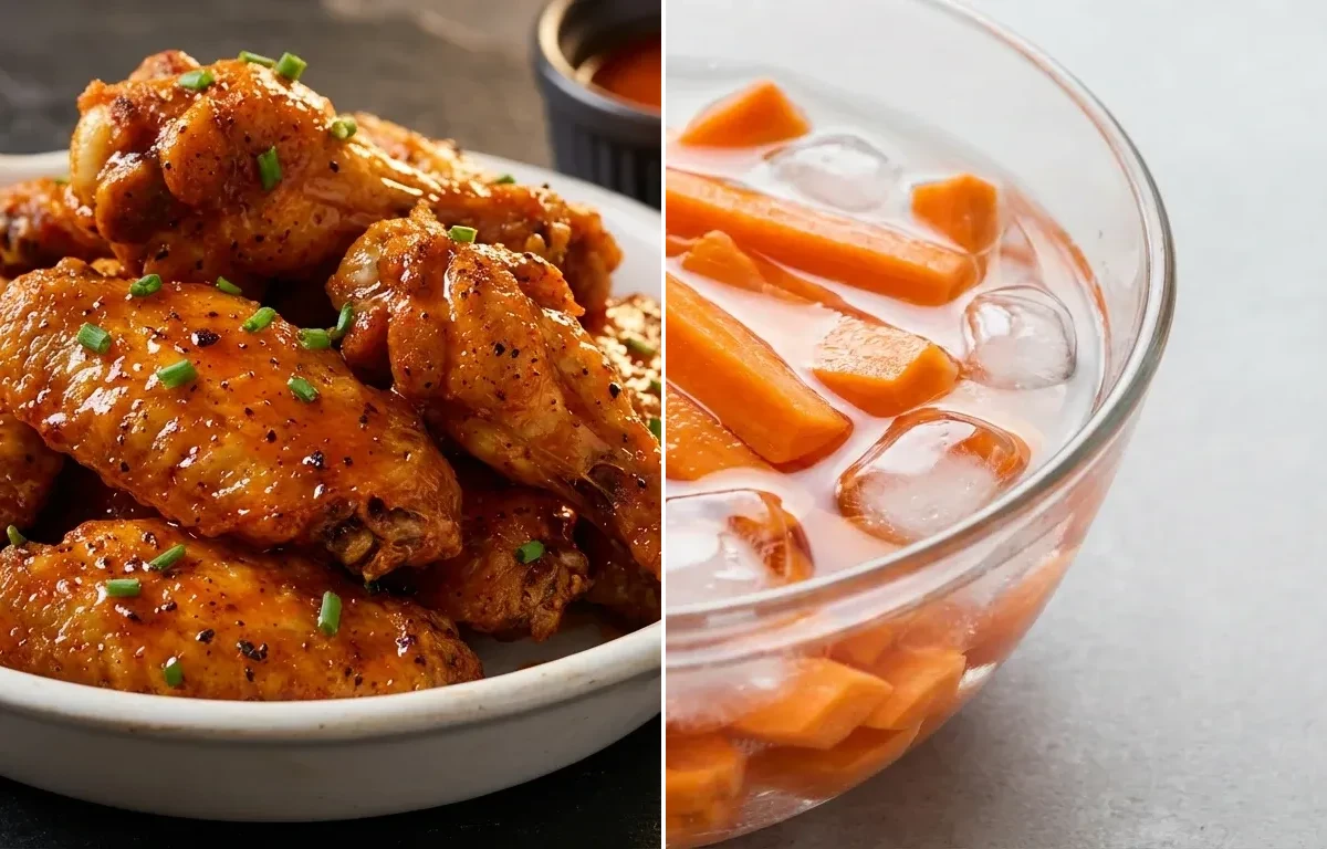 Air Fryer Chicken Wings with Carrot Sticks