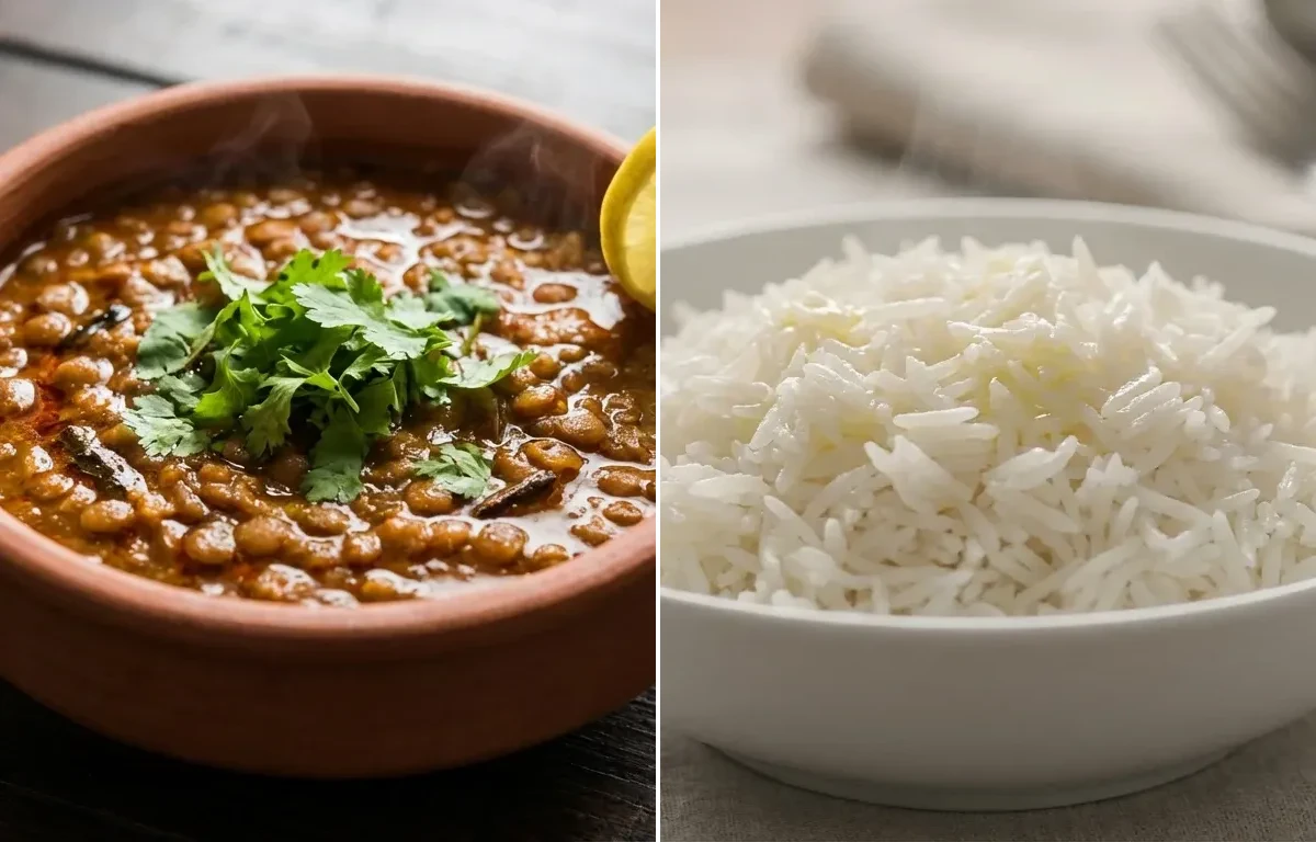 Akkha Masoor with Steamed Basmati Rice