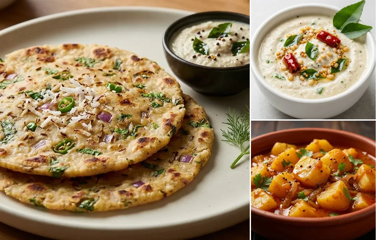 Akki Roti with Coconut Chutney and Batata Song