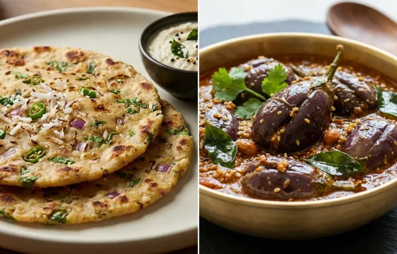 Akki Roti with Badanekayi Ennegayi