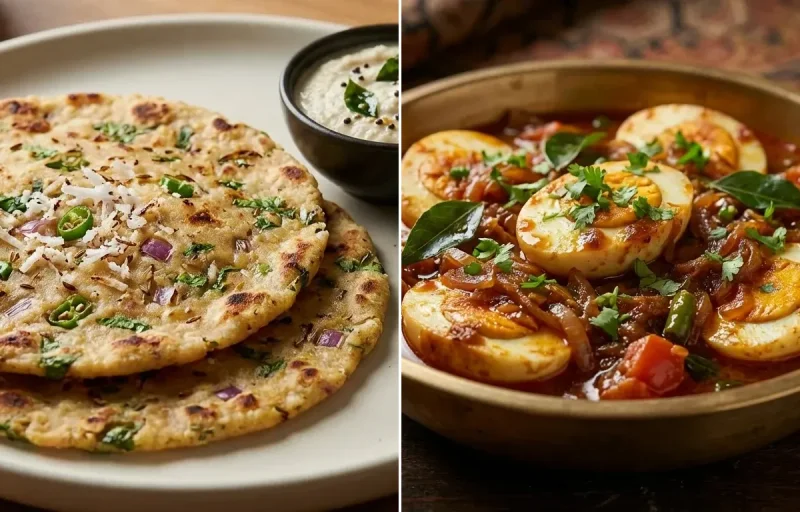 Akki Roti with Kerala Egg Roast