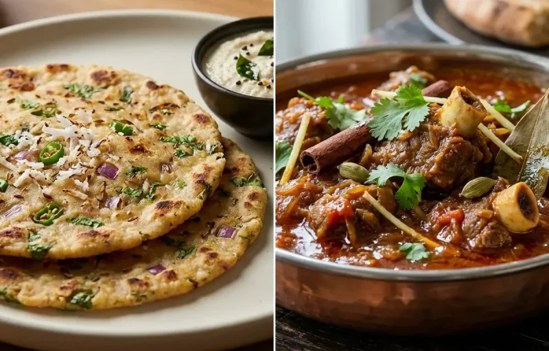 Akki Roti with Mutton Curry