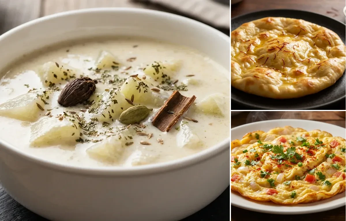 Al Yakhni with Saffron Sheermal and Masala Omelette
