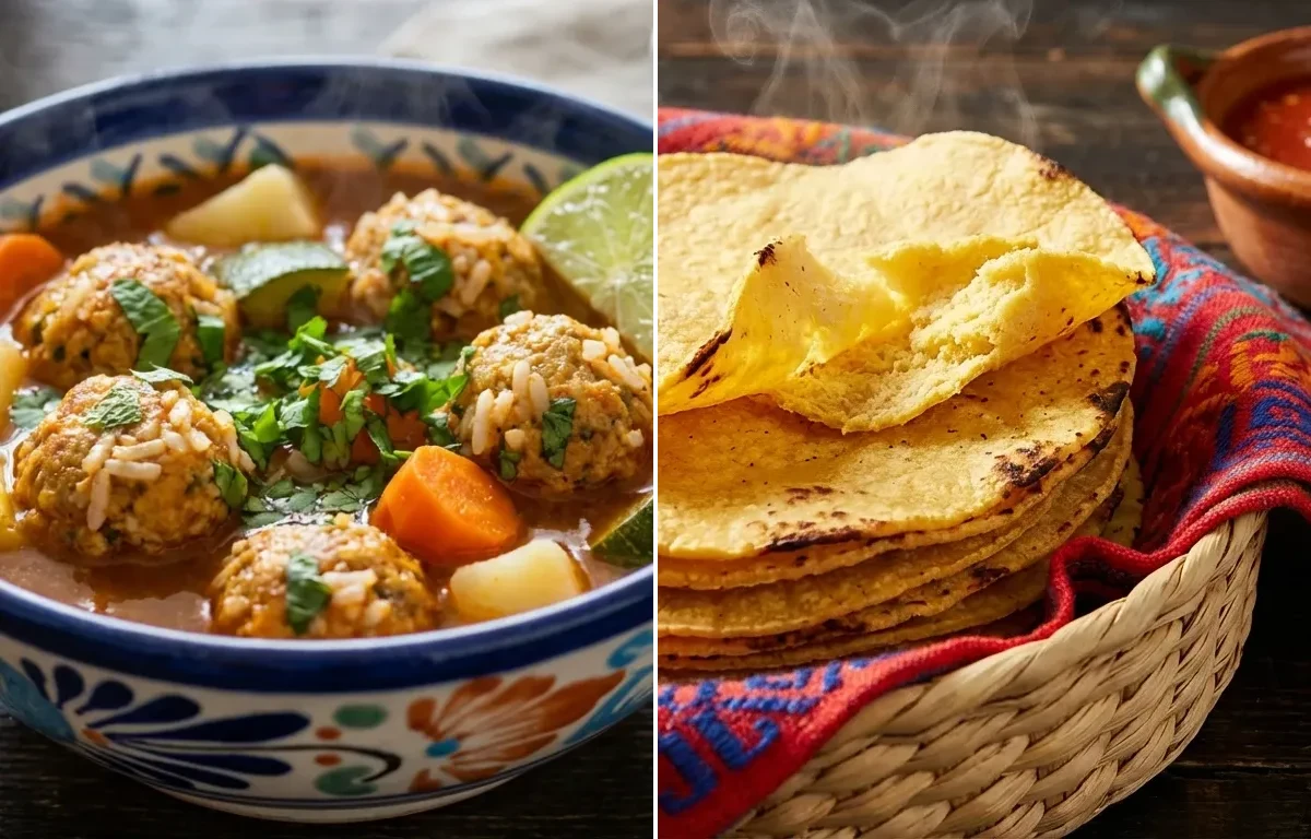 Albondigas Soup with Corn Tortillas