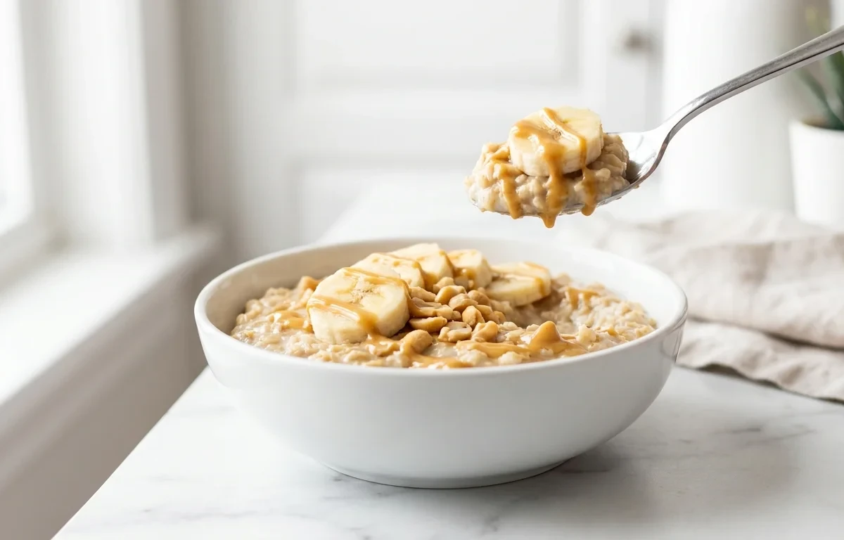 Almond Milk Oatmeal with Banana and Peanut Butter