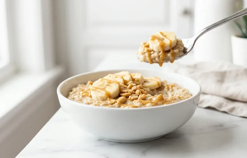 Almond Milk Oatmeal with Banana and Peanut Butter