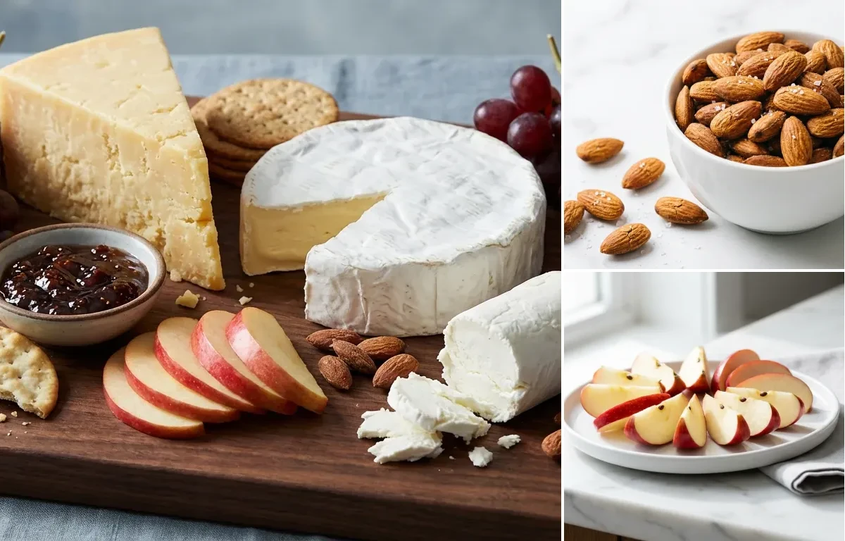 Almonds with Cheese and Crackers