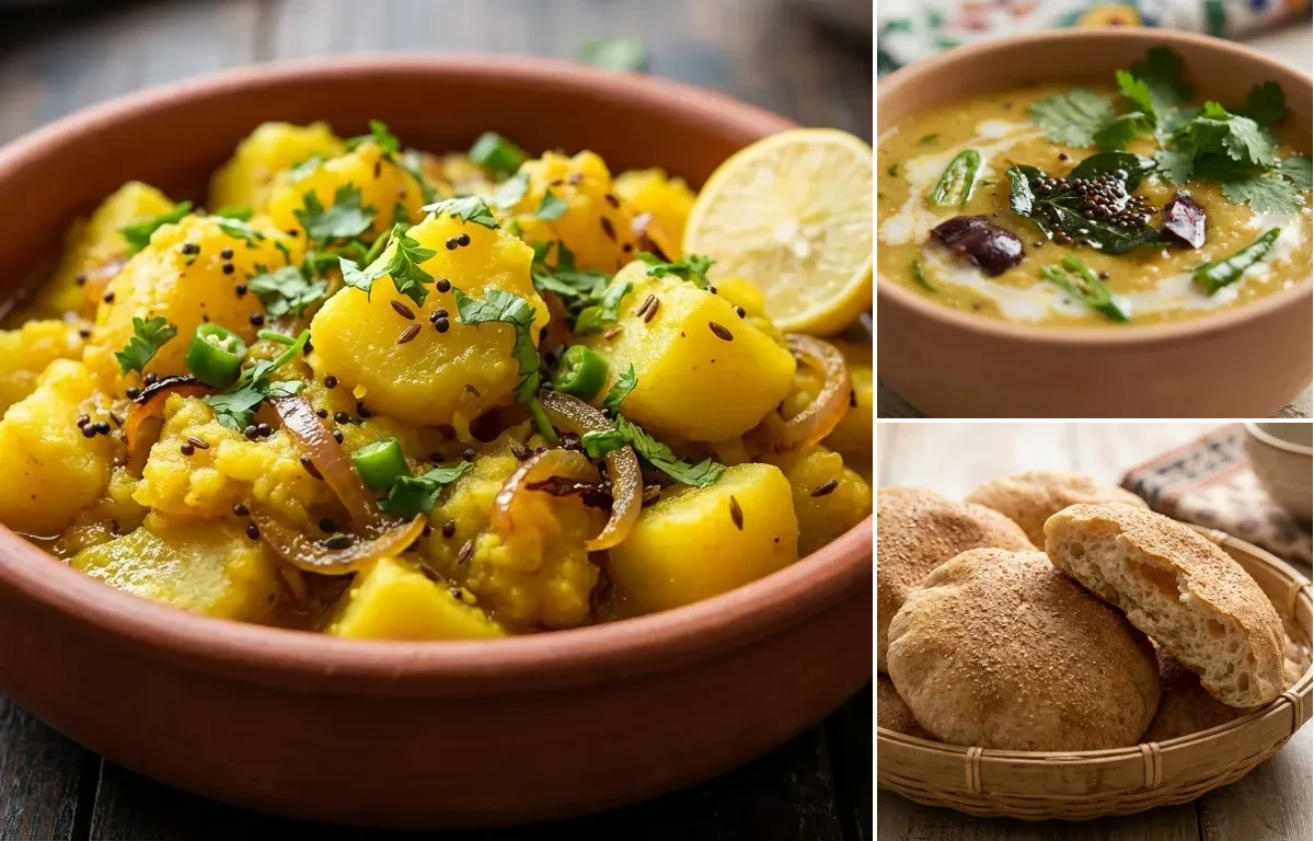 Aloo Bhaji with Goan Dal and Goan Poee Bread