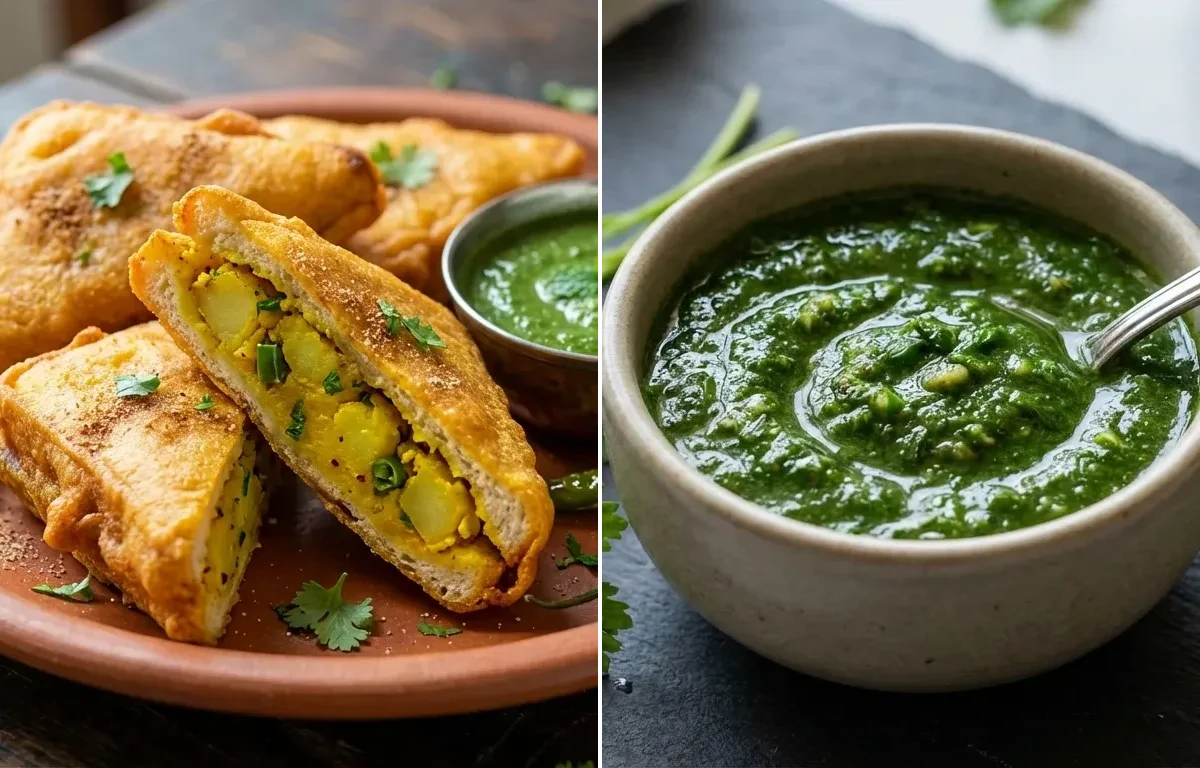 Aloo Bread Pakora with Coriander Mint Chutney