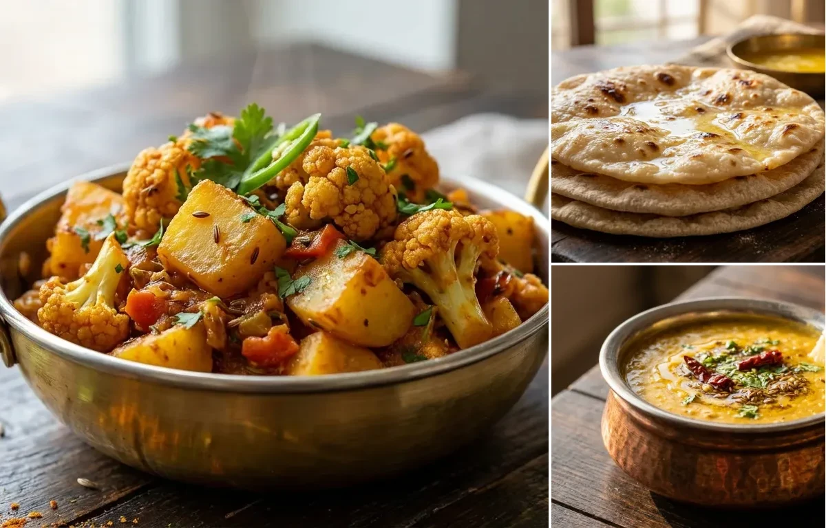 Aloo Gobi with Chapati and Dal Fry