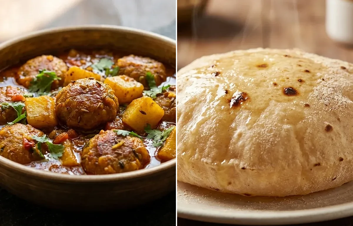 Aloo Mangodi Sabzi with Phulka