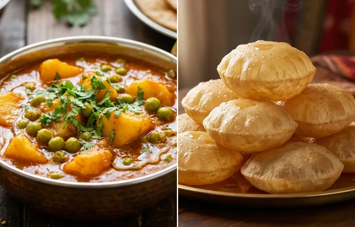 Aloo Matar Curry with Poori