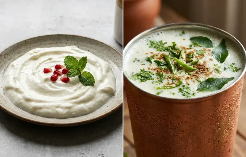 Aloo-paneer paratha + Curd + Buttermilk