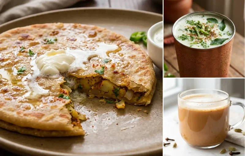 Aloo Paratha with Chaas with Masala Chai